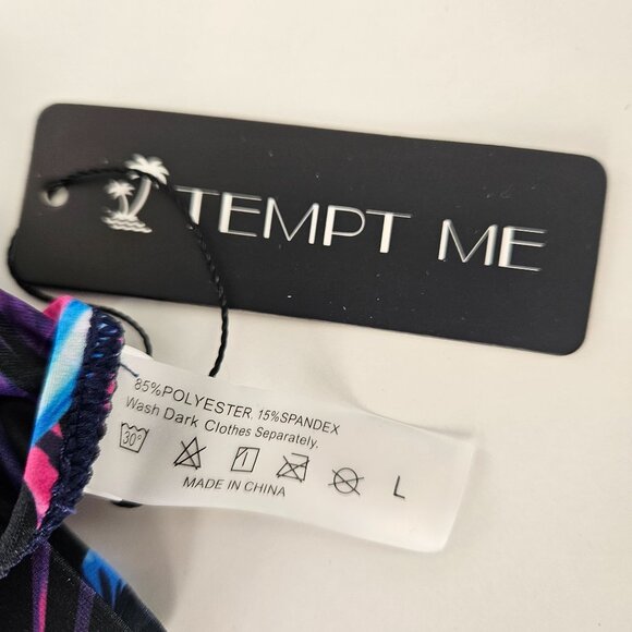 Womens Large Tropical Print One-Piece Swimsuit Adjustable Strap Ruched Detailing - Picture 10 of 10